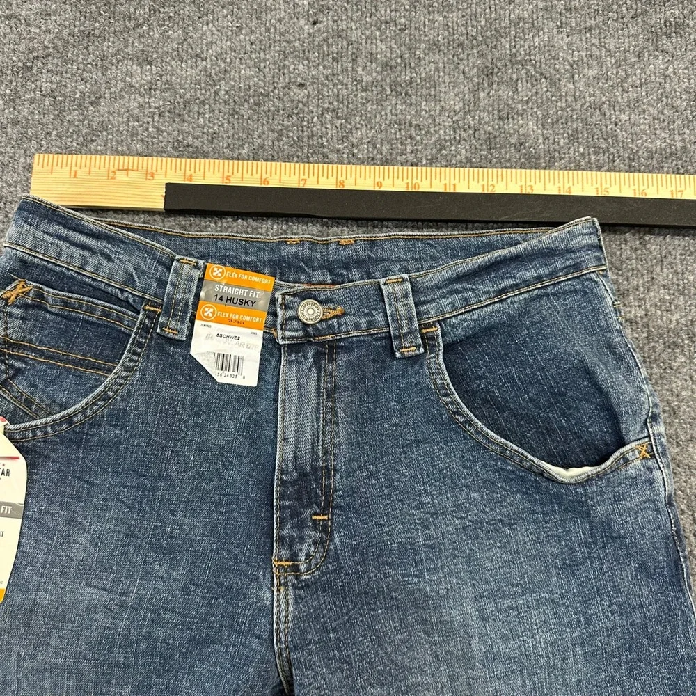 Wrangler Jeans Boys Size 14 Husky Blue Straight Fit Five Star Flex Denim New
